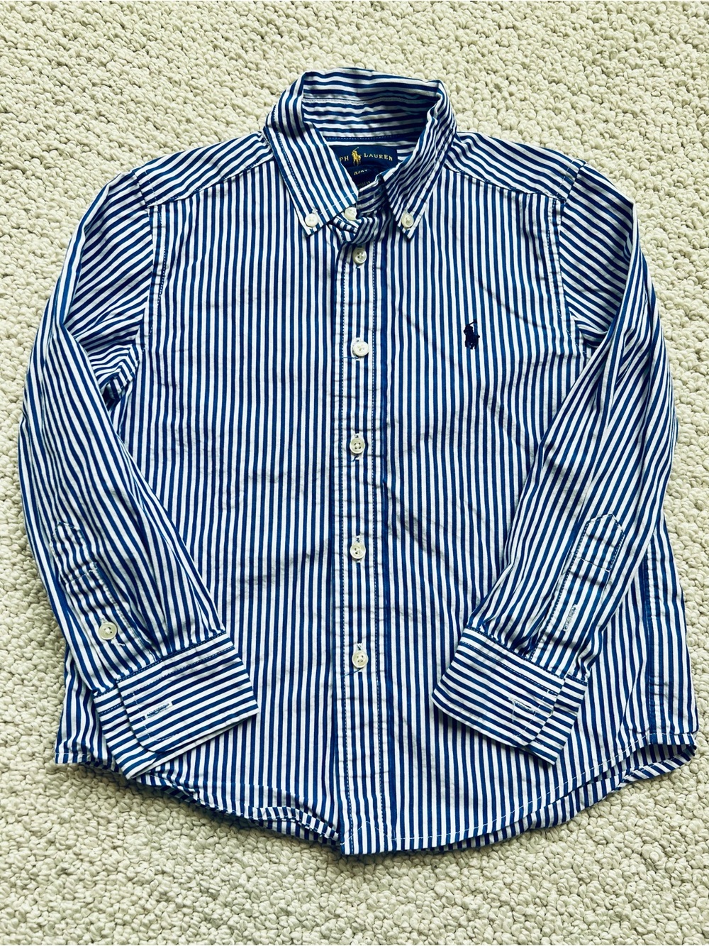 Ralph Lauren Navy & White Striped Button-Down Shirt